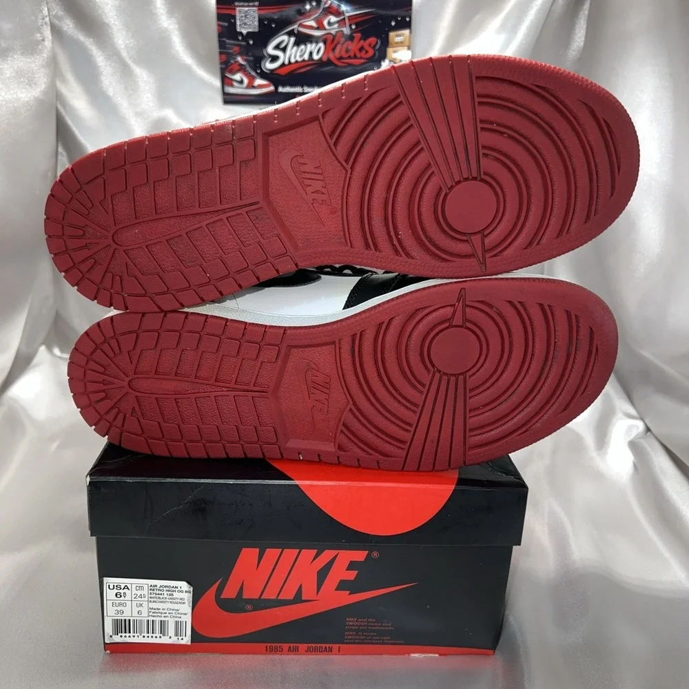 Jordan 1 Retro High OG BG Size 6.5 White/Black-Varsity Red 575441-125 | Preloved